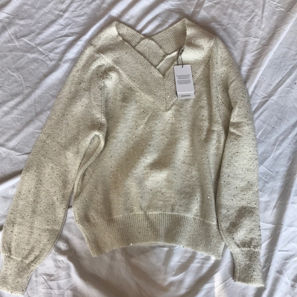 “MNG” Sparkly v-neck sweater